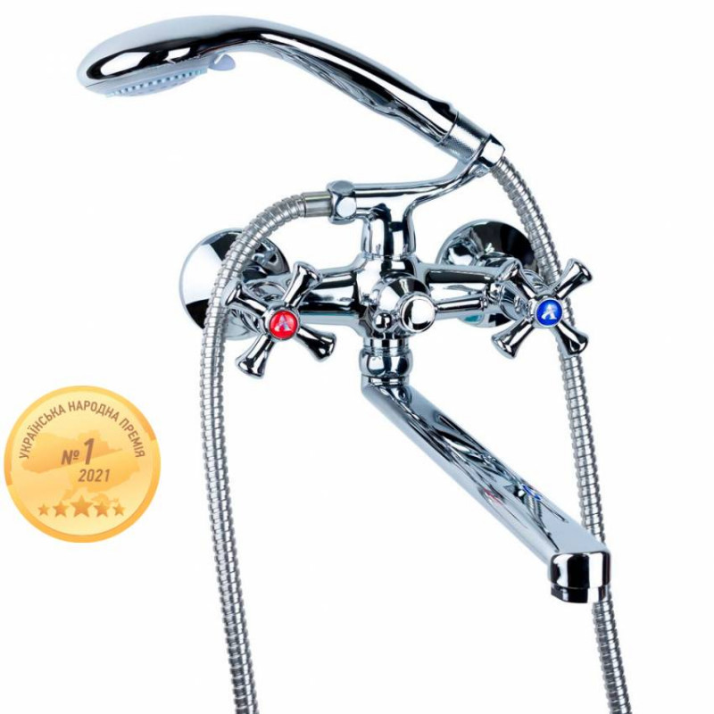 Змішувач PL 1/2" для ванни гусак прямий 350мм дивертор вбудований кульовий AQUATICA PL-5C255C (9777210)-9777210