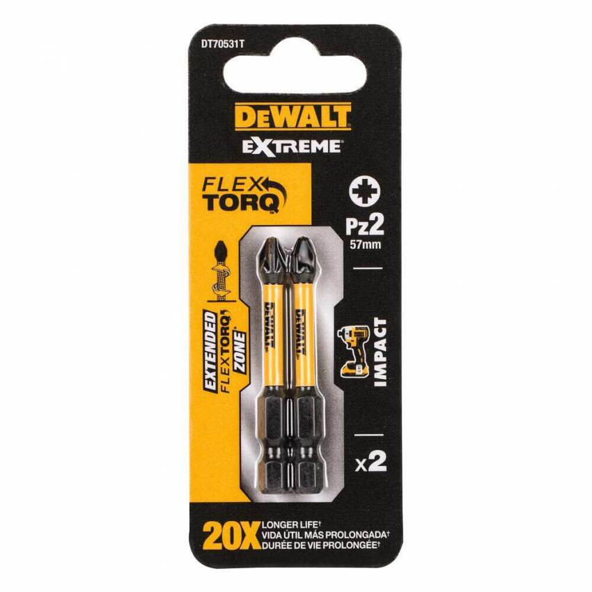 Набір біт DeWALT DT70531T IMPACT TORSION EXTREME, ударні, Pozidriv, L=50 мм, 2 шт-DT70531T