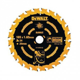 Диск пильний DeWALT, EXTREME, розмір 184 х 16 мм, кількість зубів 24, кут заточування 18 градусів, геометрія зуба ATB, швидкий  різ DT10302-[articul]