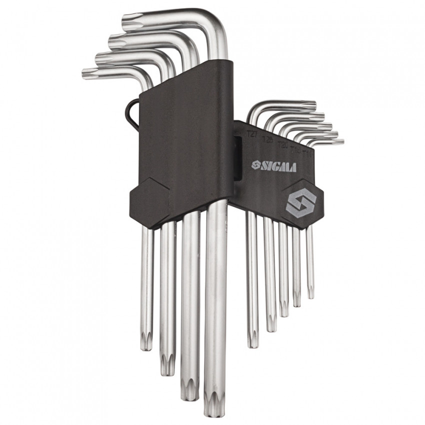 Ключі TORX 9шт T10-T50мм CrV (середні з отвором) Sigma (4022221)-4022221