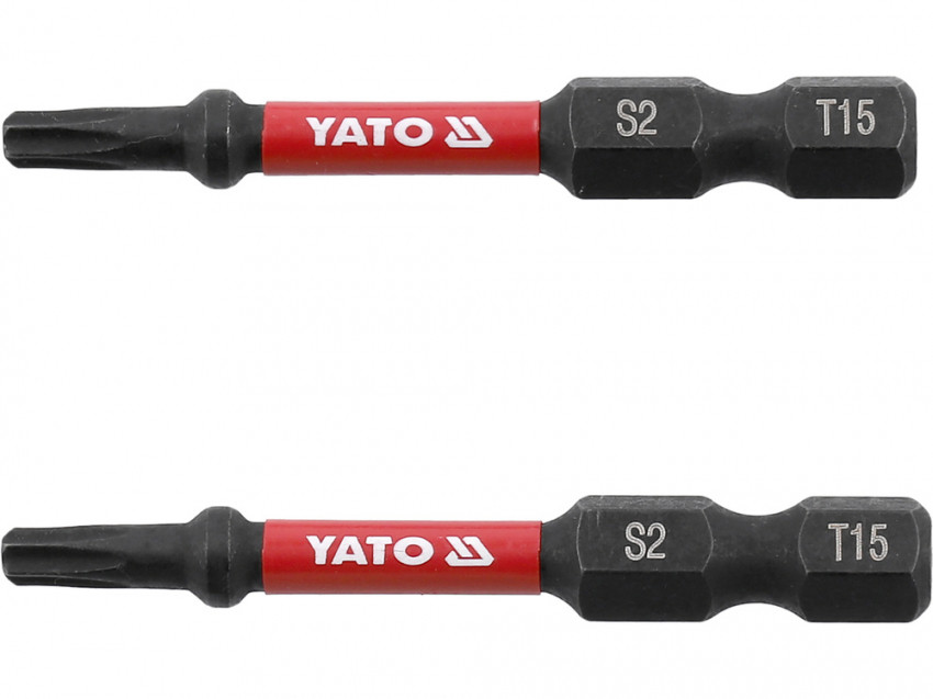 Насадка викруткова ударна YATO; "TORX" T15 х 50 мм. шпиндель 6-гран- 1/4", 2 шт.[10]-YT-78052