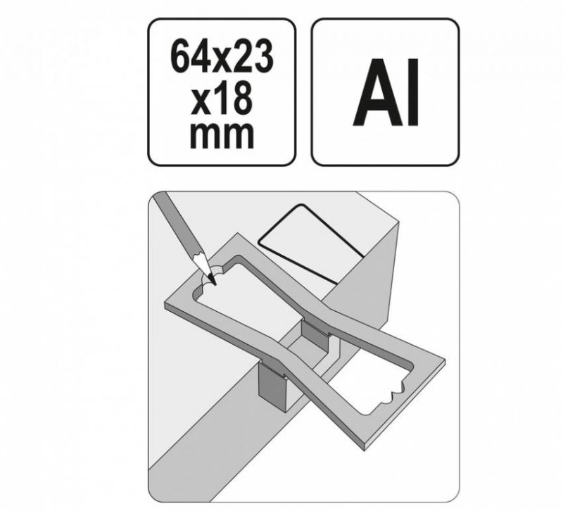 Шаблон розмічальний YATO контур "ластівковий хвіст" зі шкалою, 64х 23х 18 мм-YT-44080