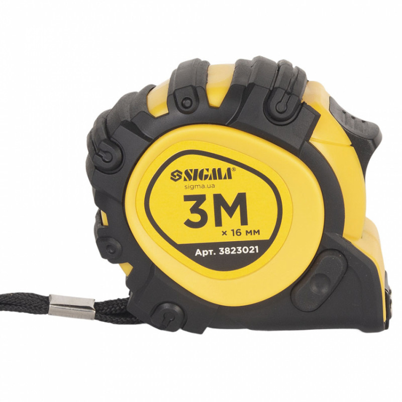 Рулетка магнітна обгумована JT фіксатор+гальмо 3м×16мм SIGMA (3823021)-3823021