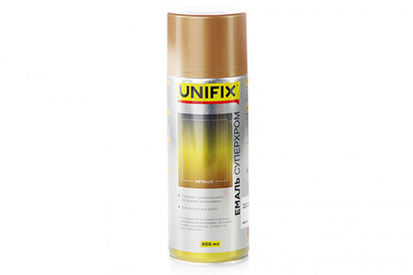Емаль акрилова Суперхром з дзеркальним ефектом Золото 400мл UNIFIX-941036