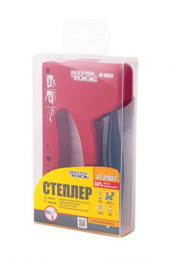 MasterTool Степлер ресорний для скоби 6-10 мм 11,3 * 0,7 мм, корпус пластик, Арт.: 41-0902-41-0902