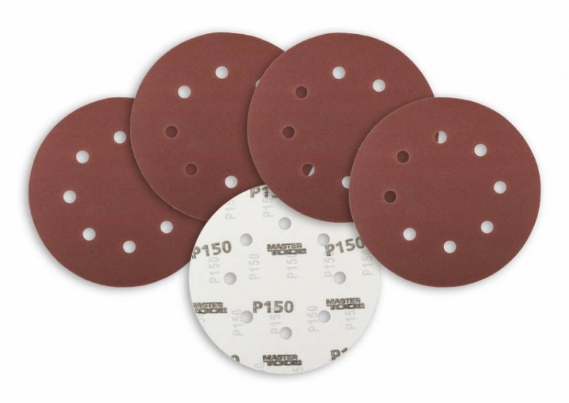 Коло шліфувальне на липучці MASTERTOOL з 8 отворами 180 мм зерно 150 5 шт 08-1815-H-08-1815-H