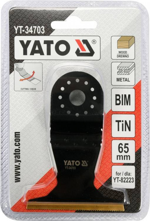 Полотно-насадка різальне біметал для реноватора YT-82223 YATO по дереву і металу, l= 90 мм, w= 65 мм-YT-34703