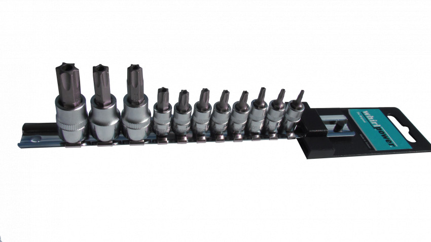 Набір головок зі вставкою Torx з отвором 1/4" і 3/8" 11од. на планці-1613-1711