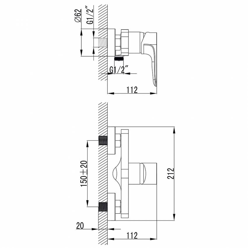 Змішувач MAGGIORE Ø40 для душу CORSO (BE-1D122C) (9608300)-BE-1D122C