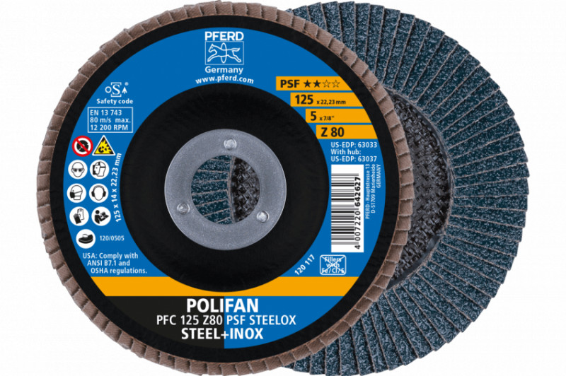 Круг пелюстковий тарілчастий 125*22 Z80 (нерж/метал) конічн.PFC POLIFAN-4007220377338(10)/4007220642627
