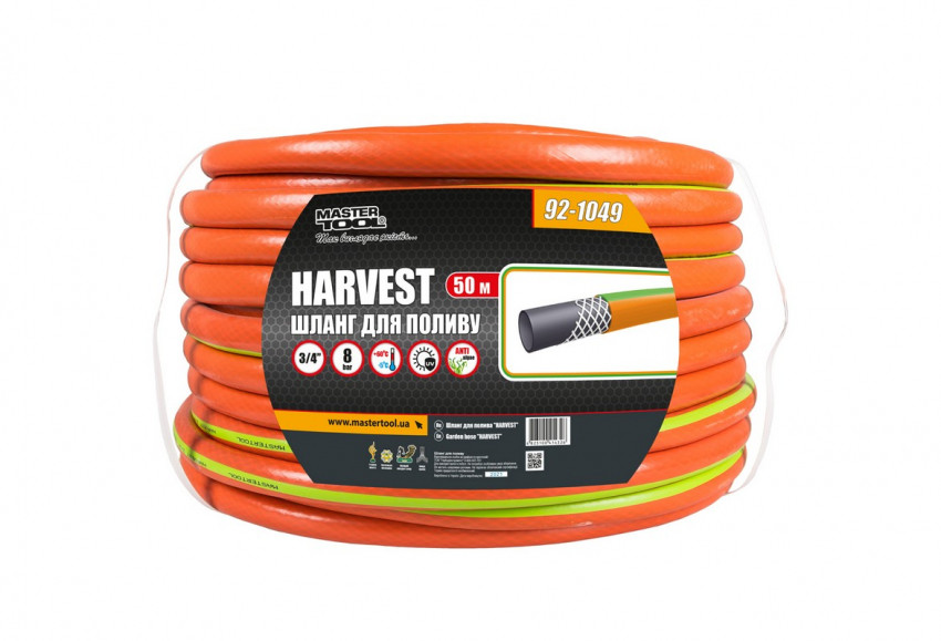 Шланг для поливу MASTERTOOL "HARVEST" 3/4" 50 м помаранчевий 92-1049-92-1049