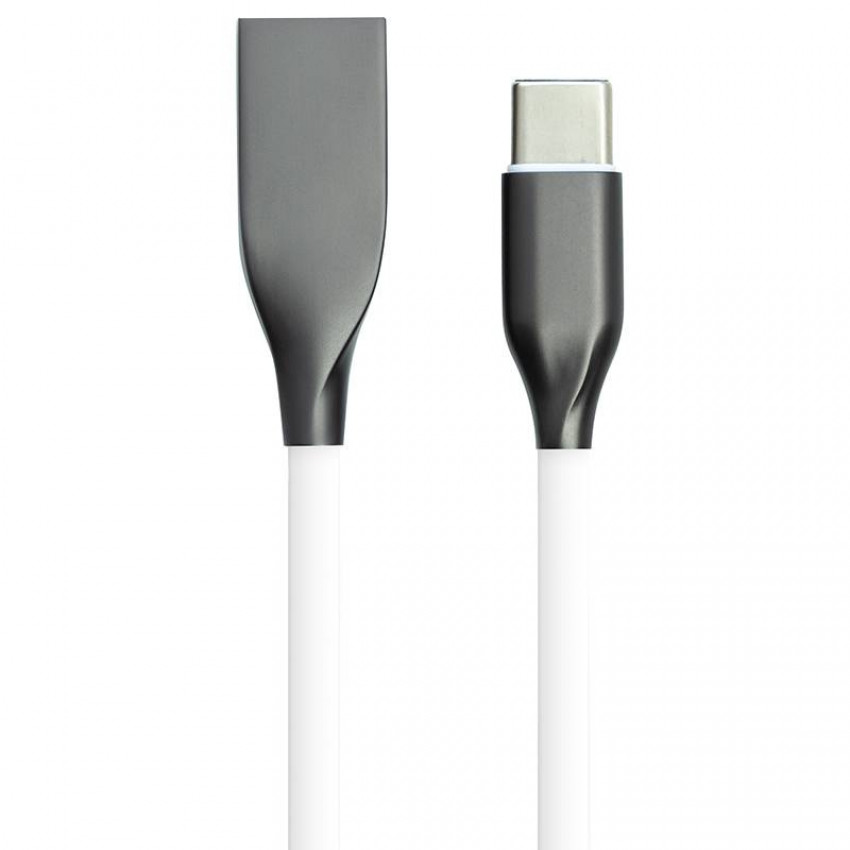 Кабель PowerPlant USB-Type-C, 2м, силікон, білий-CA910748