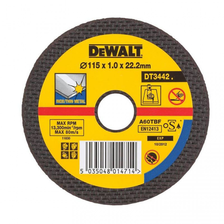 Коло відрізне по металу INOX 115х22.23х1.0мм DeWALT DT3442-QZ-DT3442-QZ