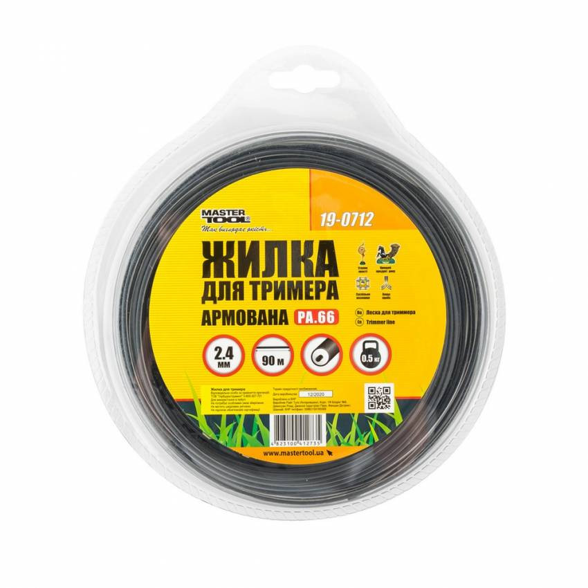 Жилка для тримера MASTERTOOL КОЛО АРМОВАНЕ 2.40 мм 90 м (блістер) 19-0712-19-0712