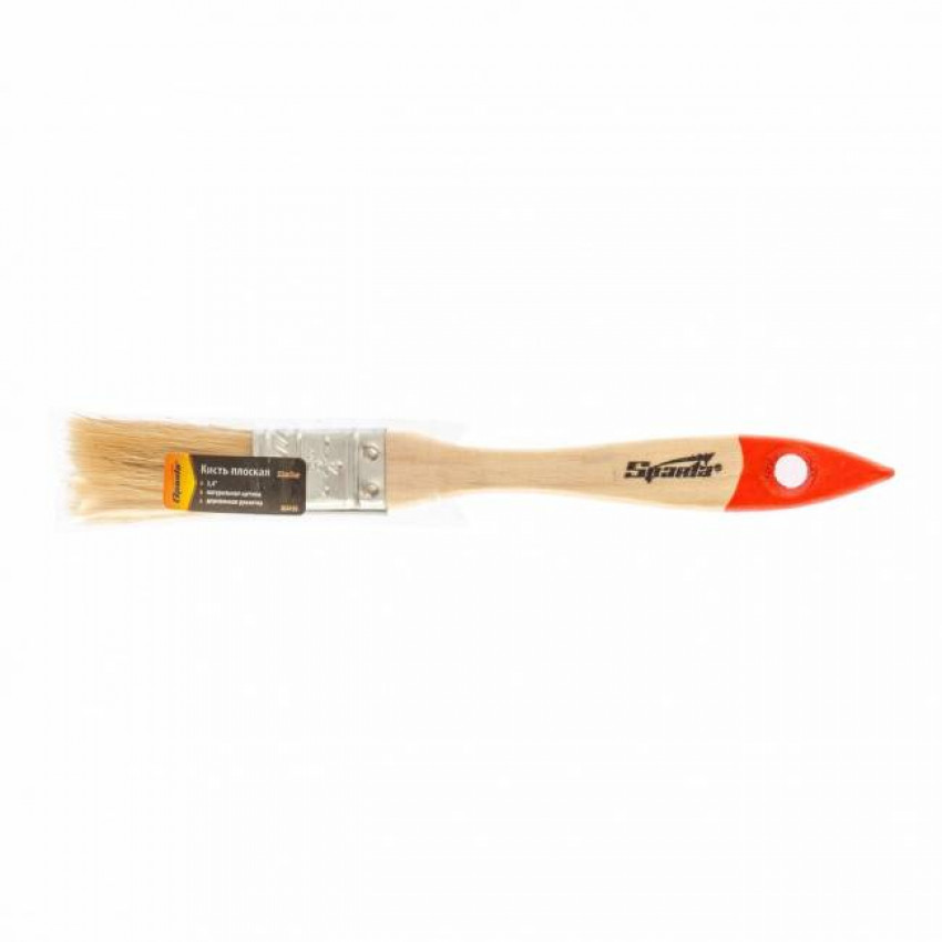 Пензель плоский Slimline 3/4" (20 мм), натуральна щетина, дерев'яна ручка, SPARTA-824155