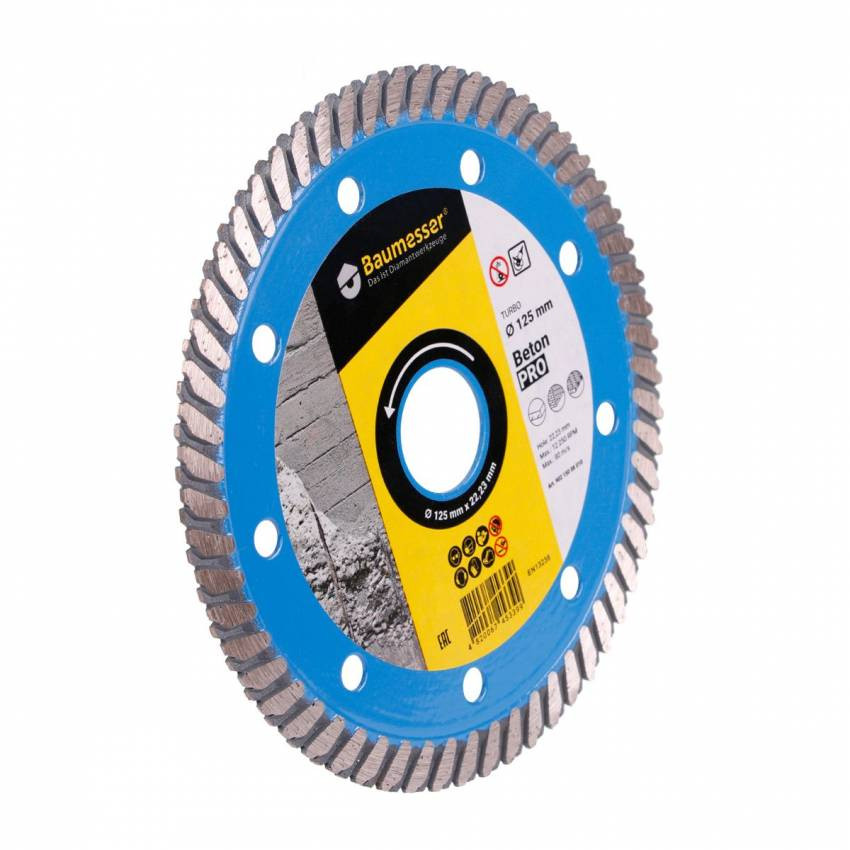 Круг алмазний вiдрiзний Turbo 125x2,2x8x22,23  Baumesser Beton PRO-90215008010