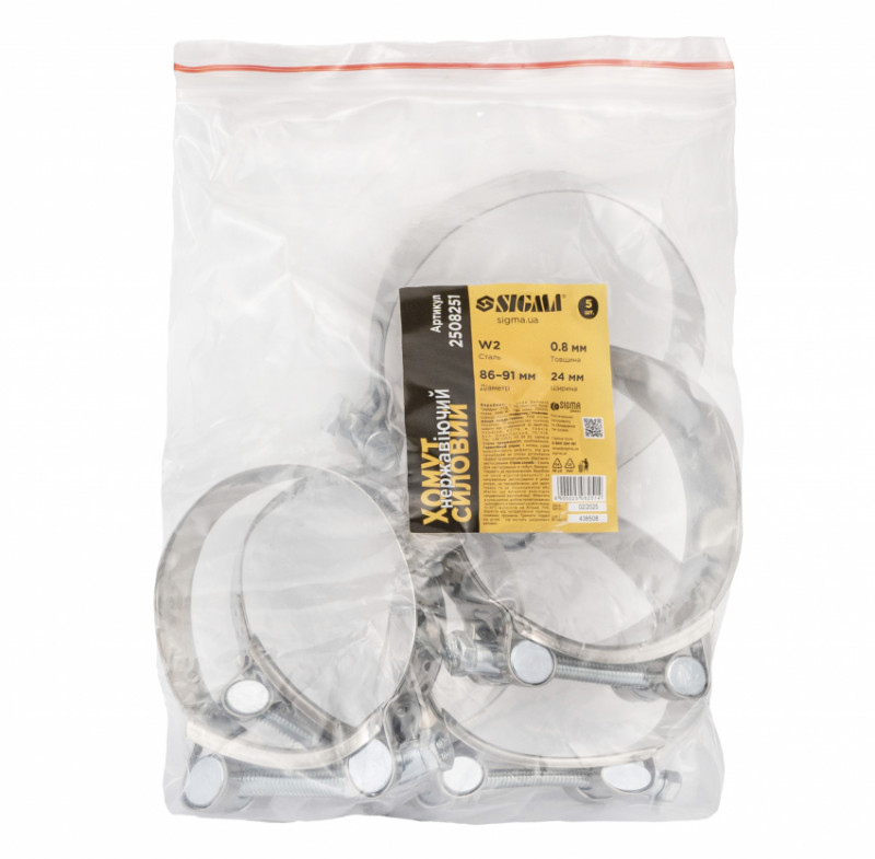 Хомут силовий нержавіючий 24мм Ø86-91мм SIGMA (2508251)-2508251