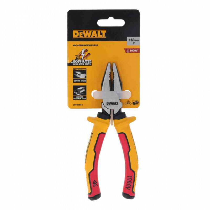 Плоскогубці електрика LASER HARDENEDl VDE 1000V комбіновані довжиною 160 мм DeWALT DWHT82810-0-DWHT82810-0
