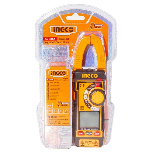 Цифрові струмові кліщі AC/DC 400A (True RMS, 4000 відліків) INGCO INDUSTRIAL-DCM62001