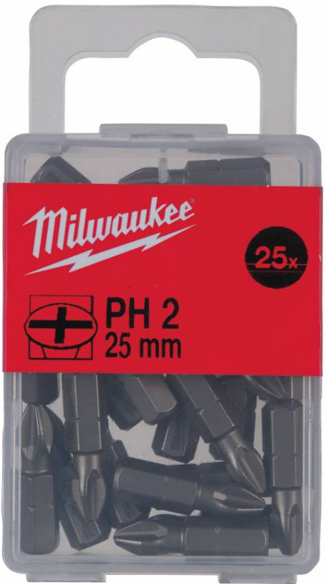 Біта MILWAUKEE, PH2, 25мм, (25шт)-4932399587