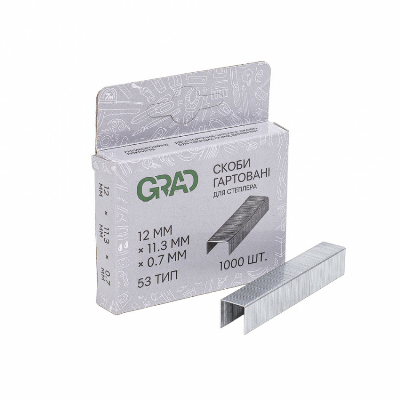 Скоби 12*11.3мм гартовані 1000шт Grad (2812225)-2812225