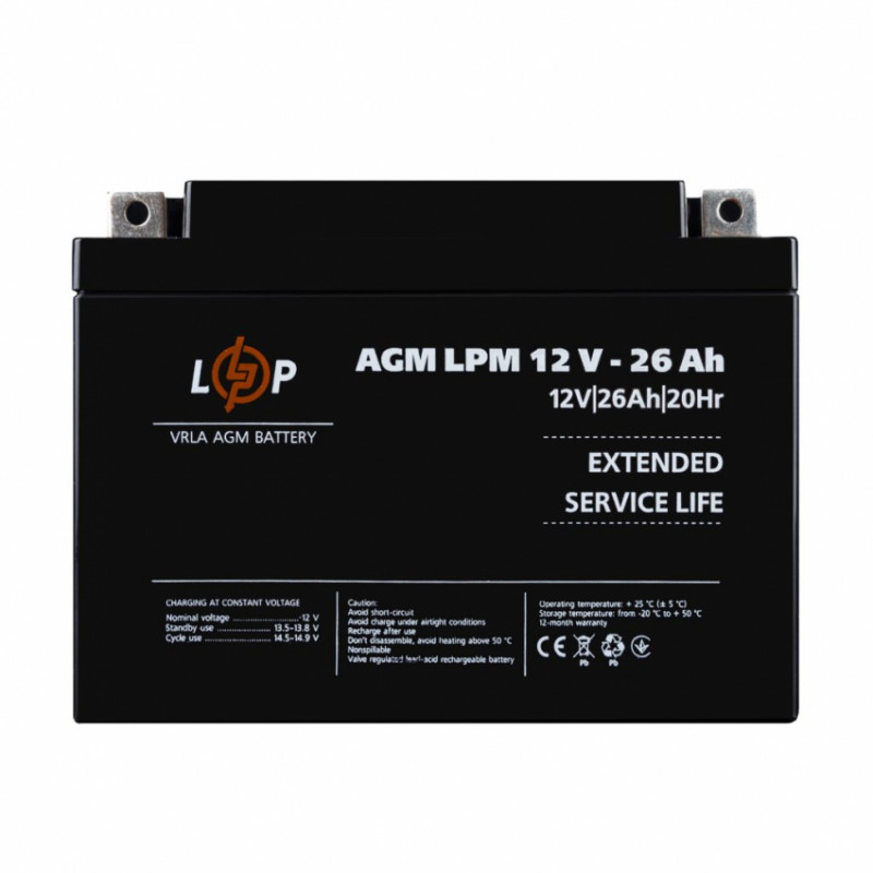 Розпродаж (4134) Акумулятор AGM LPM 12V - 26 Ah (09-2024)-