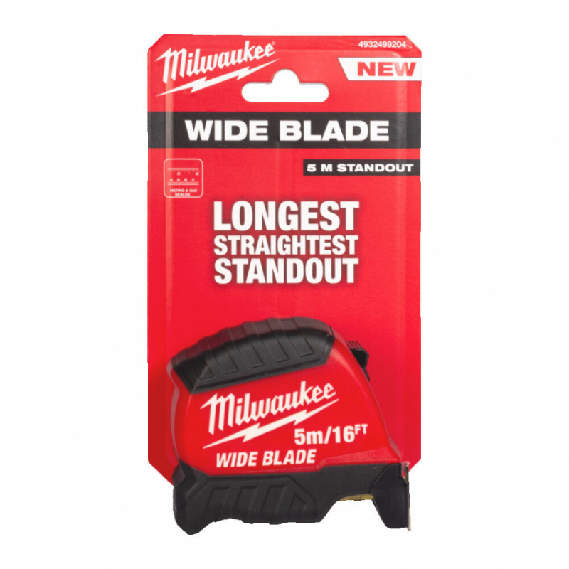 Рулетка WIDE BLADE MILWAUKEE (Gen2), (полотно 35мм), 5м/16фт-4932499204