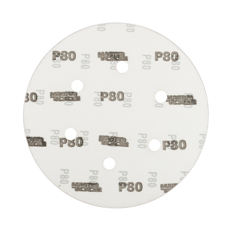 Коло шліфувальне на липучці MASTERTOOL з 6 отворами 225 мм зерно 80 5 шт 08-2008-H-08-2008-H