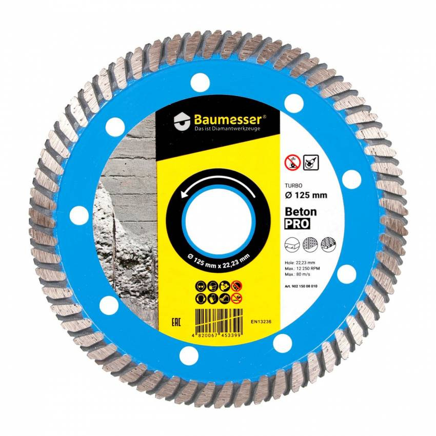 Круг алмазний вiдрiзний Turbo 125x2,2x8x22,23  Baumesser Beton PRO-90215008010