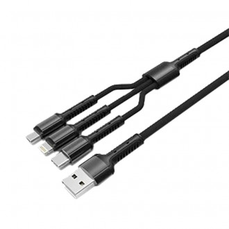 Кабель (шнур) LogicPower 3 в 1 USB 3.0 to Type-C/Lightning/Micro-USB зі швидкою зарядкою (QC) 3.4A 1м-[articul]