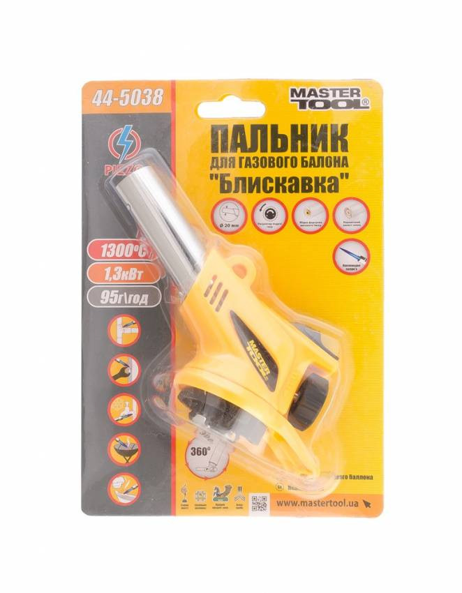 MasterTool Горілка для газового балона Блискавка Mastertool Горілка для газового балона, з п-44-5038