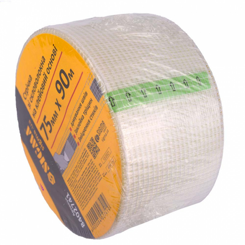 Стрічка склотканина на клейовій основі 75ммх90м Sigma (8402741)-8402741