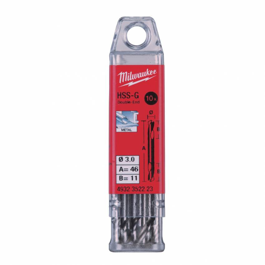 Свердло по металу HSS-G MILWAUKEE DIN1412, Ø3,0мм, двостороннє, (10шт)-4932352223