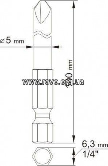 Насадка викрутка YATO &quot;TRI-WING&quot; на 1/4&quot;, №1 та 3х100 мм, Набір 2 шт. [25/100]