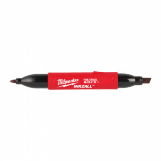 Маркер для будмайданчика INKZALL Double Tip MILWAUKEE, тонкий/скошений, чорний (48223115)-[articul]