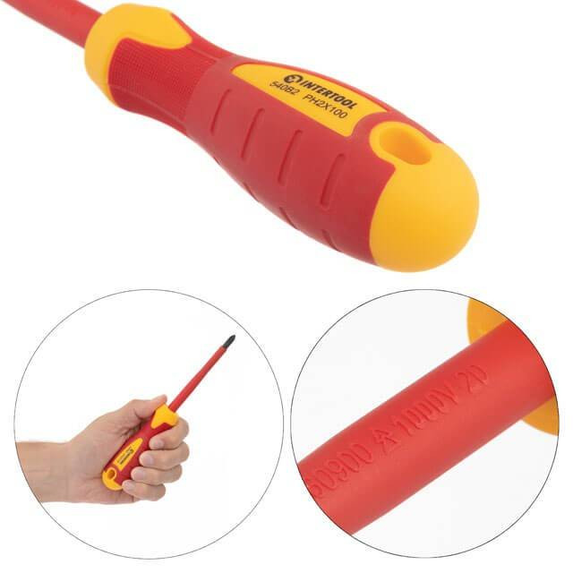 Набір ізольованих викруток з викруткою індикатором 4 од VDE (SL1.0 * 5.5 * 125мм, PH1 * 80мм, PH2 * 100мм, викрутка індикатор.), STORM INTERTOOL VT-3604-VT-3604