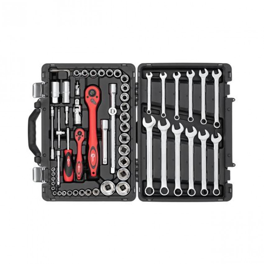 Професійний набір інструментів 1/4", 1/2", 61 од., Cr-V INTERTOOL ET-6061-ET-6061