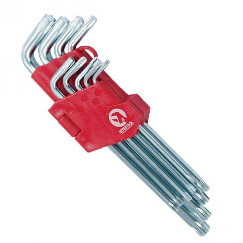 Набір ключів Г-подібних TORX подовжених 9 шт., Т10-Т50, Cr-V INTERTOOL HT-0608-HT-0608