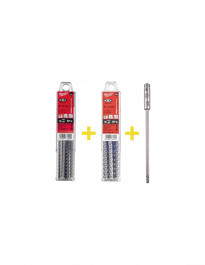 Набір бурів SDS-PLUS MX4 MILWAUKEE + подовжувач-4932478958