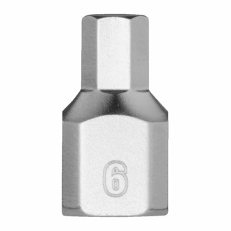 Головка торцева хромована 1/4'' MILWAUKEE укорочена з бітою Hex, 6мм-[articul]