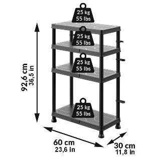 Система стелажів QBRICK SYSTEM REGULAR Mix 60/30см, 4 полки, 100кг (5901238263272)-REGQRS60304MCZAPG001
