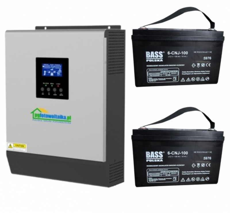 Сонячний фотоелектричний інвертор OFF-GRID PWM3KW50A PWM 3 KW + WiFi + акумулятор Bass Polska AGM BP-5976 (х2)-KPWM3KW50A