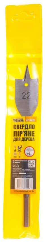 Свердло для дерева MASTERTOOL пір'яне 22 мм 6-гранний хвостовик 12-0220-12-0220