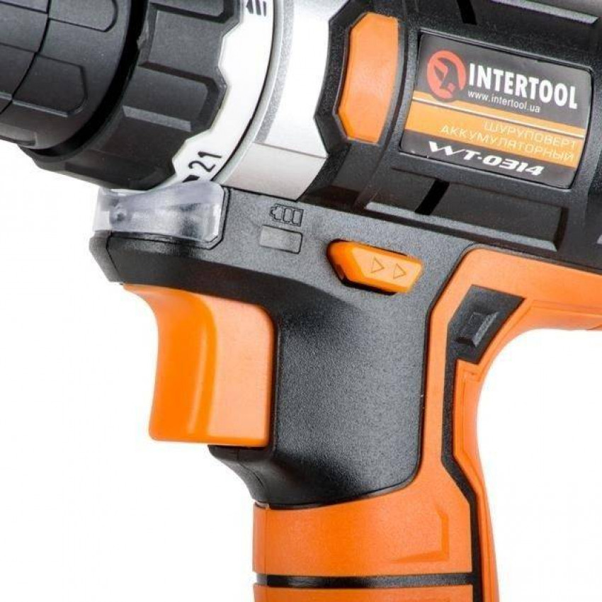 Дриль-шурупокрут акумуляторний Li-Ion 18 В, 25 Nm, 0-400/0-1500 об/хв, 2x2.0 Аг INTERTOOL WT-0314-WT-0314