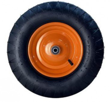 Колесо пневматичне 4х8 без віськи 20мм 4PR Оранж диск, BLUETOOLS-[articul]