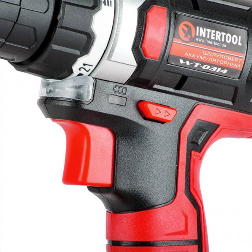 Дриль-шурупокрут акумуляторний Li-Ion 18 В, 25 Nm, 0-400/0-1500 об/хв, 2x2.0 Аг INTERTOOL WT-0314-WT-0314