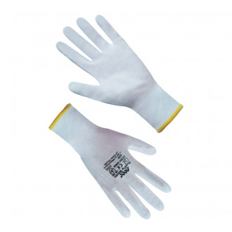 Рукавички синтетичні білі з білим поліуретановим покриттям 8 розмір  Білий (69762)-[articul]