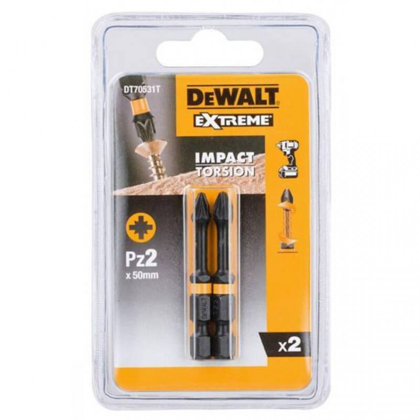 Набір біт DeWALT DT70531T IMPACT TORSION EXTREME, ударні, Pozidriv, L=50 мм, 2 шт-DT70531T
