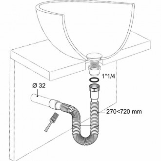 З'єднання гнучке для раковини 1¼&quot;×Ø32мм WIRQUIN (9541829)