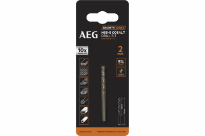 Свердло AAKHSSCBT2-0 AEG, HSS-Co, Ø2х24х49мм, 1шт.-[articul]